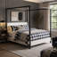 Lit à baldaquin en métal noir avec revêtement blanc moelleux Boucle-576416276