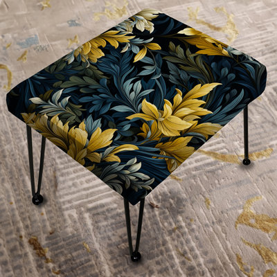 Yellow And Black Tropical Plants Pattern - Tropical Rectangle Ottoman