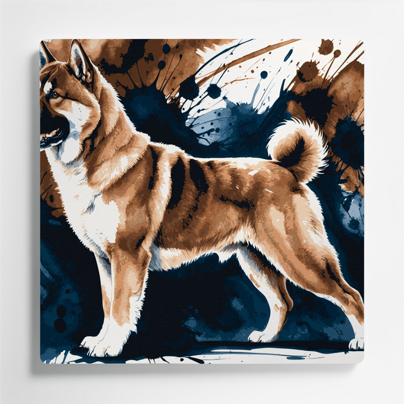 Chiens, art mural gris Akita, H 16 po x l 16 po