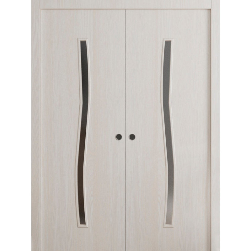 Portes coulissantes françaises à double poche - ESSENTIEL 8002 - Quincaillerie de rails - Portes intérieures modernes en bois massif pour chambre à coucher