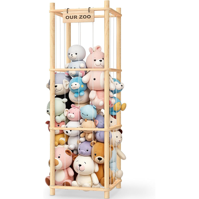 Organisateur de rangement en bois pour animaux, cage de rangement en peluche pour chambre d'enfant et salle de jeux