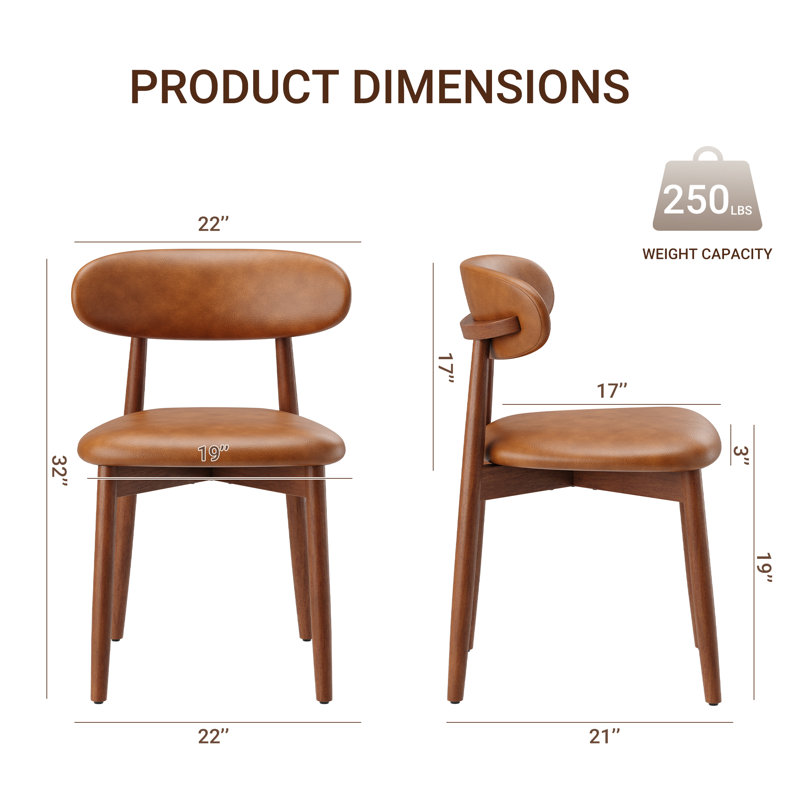 Upholstered Solid Wood Side Chair Dining Chairs, L-Brown