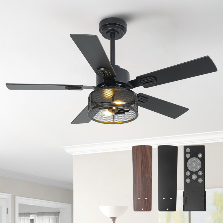 Vaczon Farmhouse Reversible 5-Blade Ceiling Fan With Light Kits And Remote Control