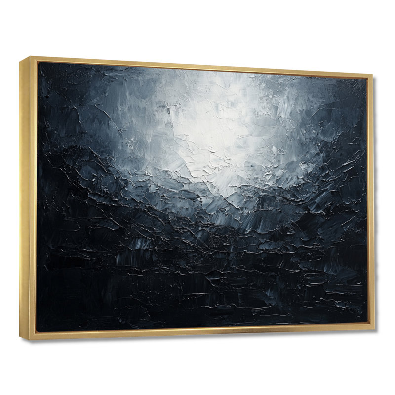 Luray Midnight Sky Abstract Storm - art mural ciel, H 34 po x l 44 po, Cadre flottant, Doré