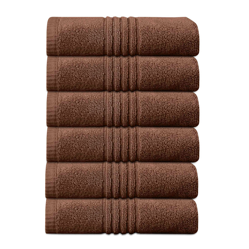 Ensemble de serviettes de salle de bain 100% coton 100% coton zéro torsion Robbs Home Weavers 500GSM, 16 po x 24 po (6) (6 serviettes à main), chocolat