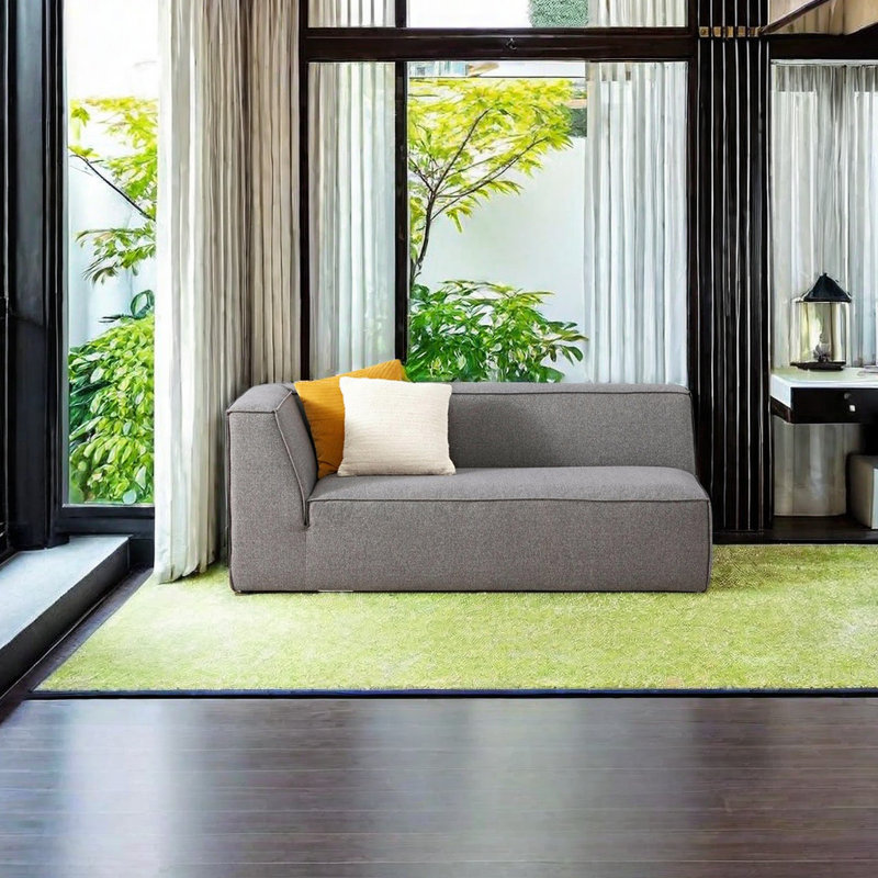 Chaise longue rembourrée Modern, Accoudoir à gauche (vu de face), Gris