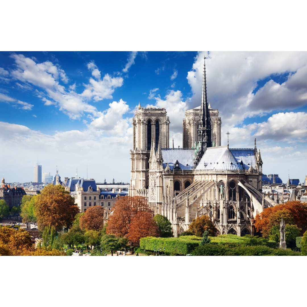 Leinwandbild der Kathedrale Notre Dame in Paris vom Dach aus