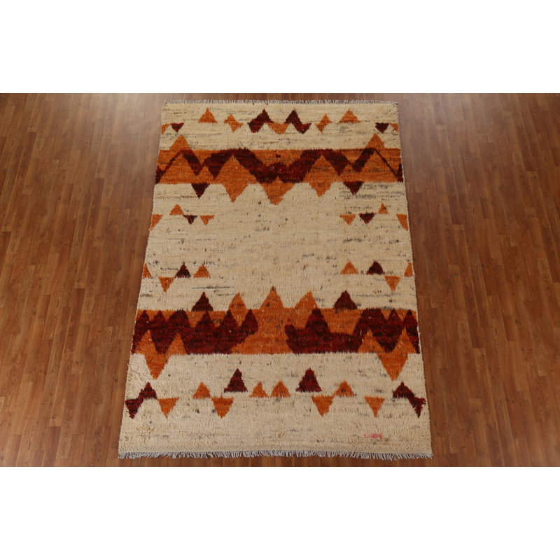 Tapis marocain tribal en laine fabriqué à la main 7 x 10