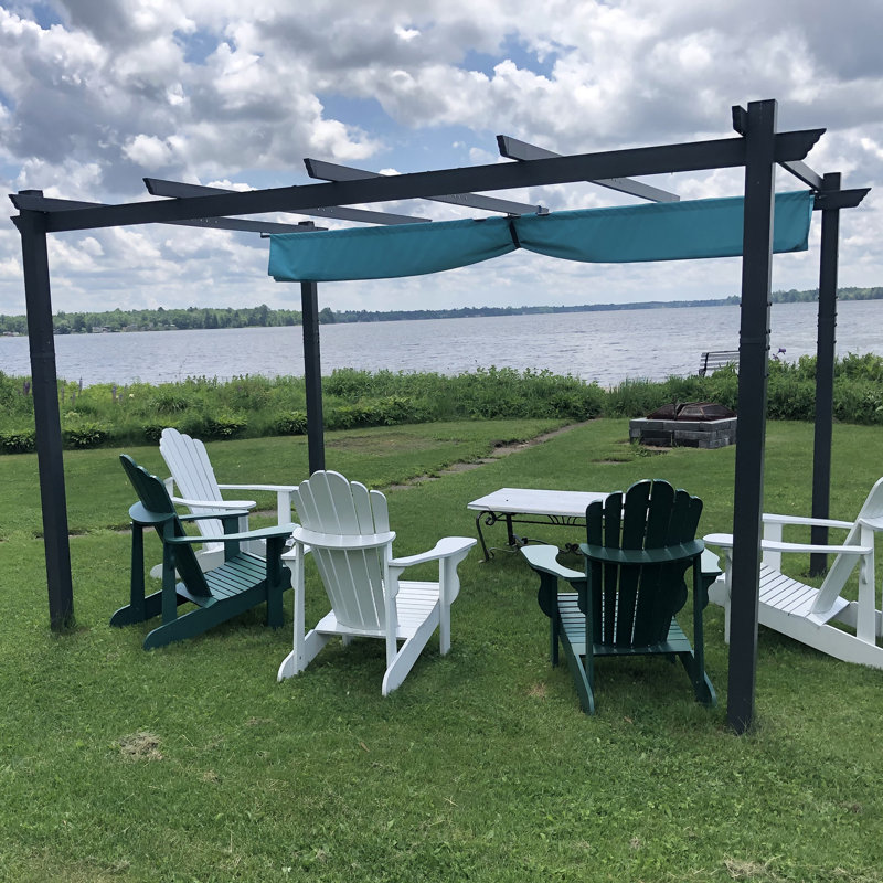 Aluminum Pergola with Canopy, Blue, 8' H x 13' W x 11' D
