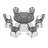 7-Piece Set Of Cast Aluminum Patio Furniture With Black Frame And Off-White Seat Cushions-1260670850