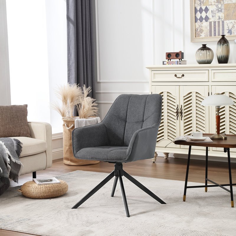 Zaha 47cm H Upholstered Metal Armchair, Grey