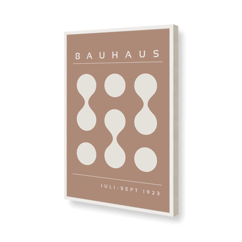 Imprimé brun Bauhaus Flow II, H 25 po x l 19 po x P 1,25 po, Reproduction encadrée sans passe-partout, Blanc opaque