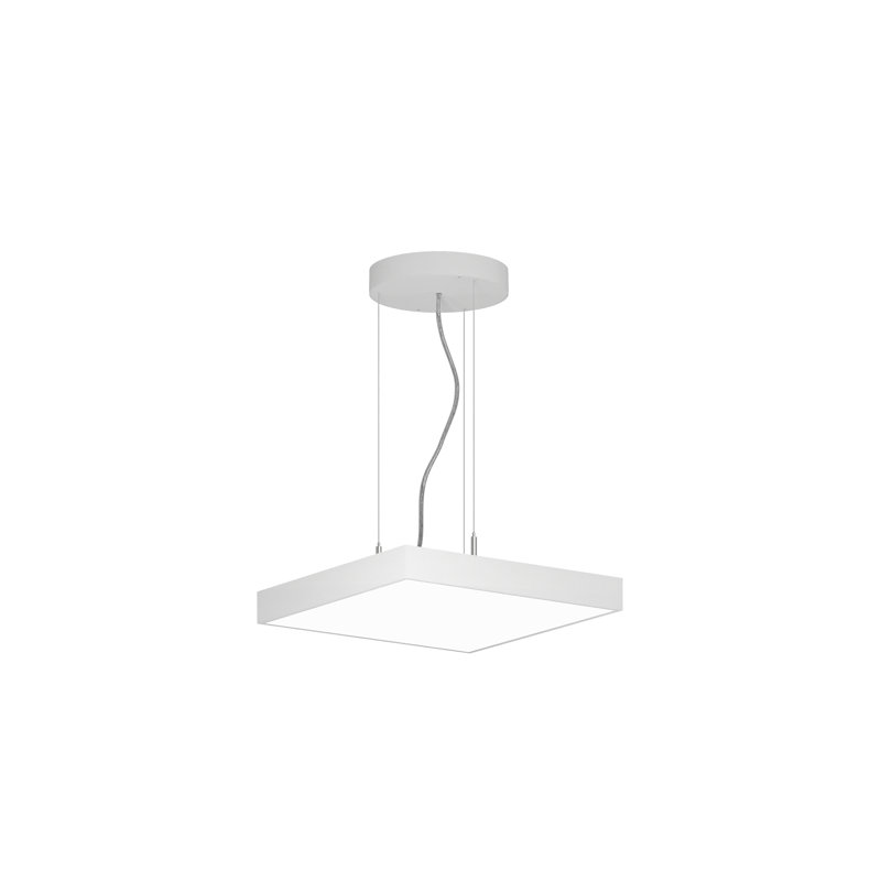 Luminaire suspendu carré Jazz - l 16 po - Direct - Blanc, 16, Blanc, 1470