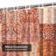 Rideau de douche imperméable à motif abstrait patchwork médiéval brun avec 12 crochets-265977249