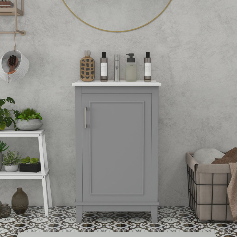 Petit meuble-lavabo 20 pouces, Gris/argent