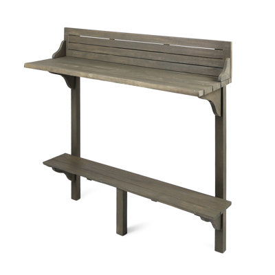 Outdoor Gray Wood Balcony Plant Stand - Add Greenery To Your Patio Finish Table Perfect For Lounging