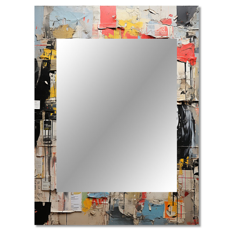 Urban Collage III - Abstract Collages Decorative Wall Mirror, Modern Mirror, Printed Metal Art, 40" x 30"
