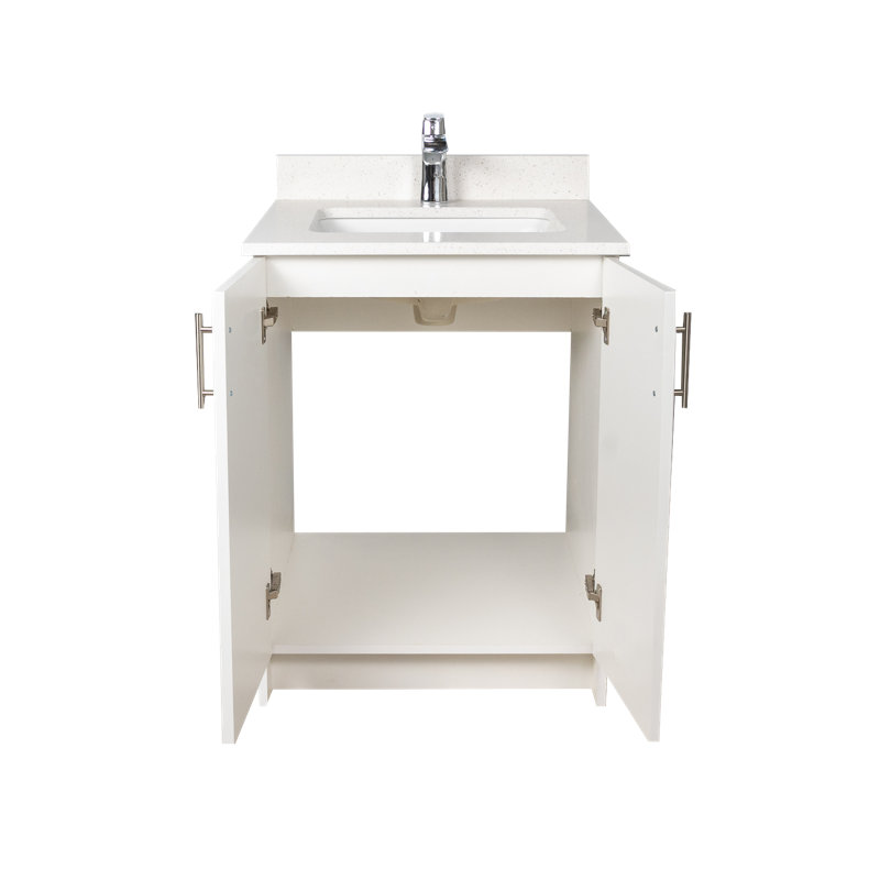 Meuble-lavabo 24 po gris clair style Shaker, Blanc