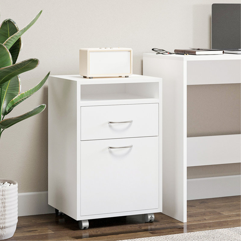 Armoire de rangement de bureau blanche avec tiroir et armoire mobile pouvant être placée sous un bureau