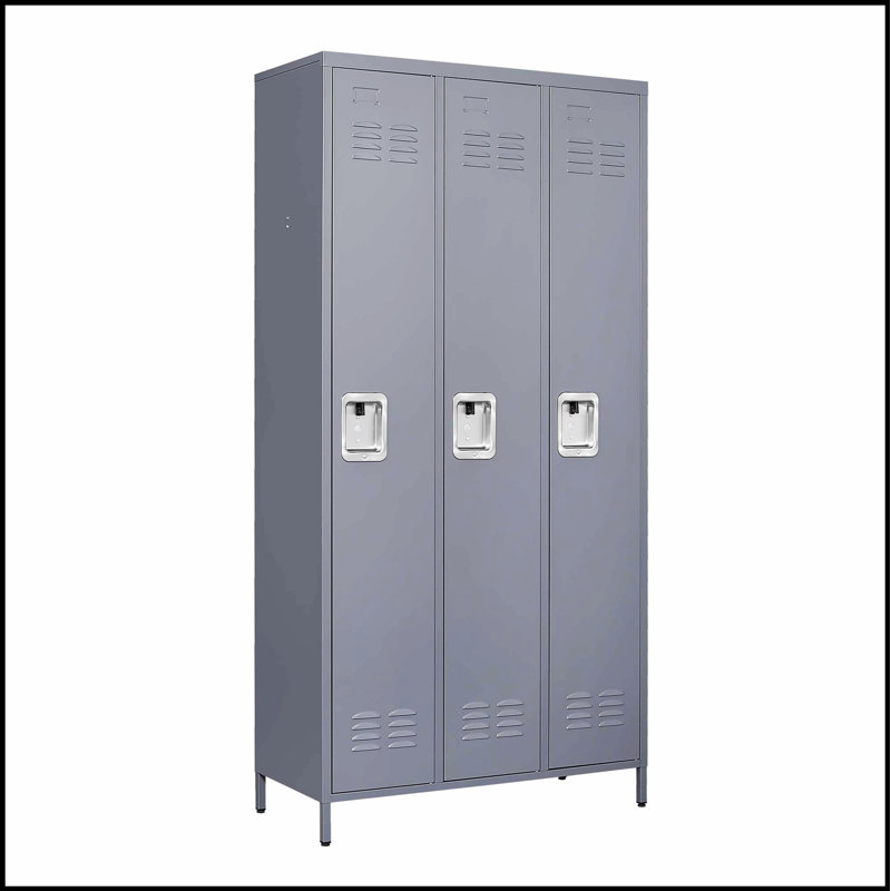 3 casiers en métal à 3 portes de 72 pouces de hauteur avec serrures sécurisées pour le rangement des employés et des personnels