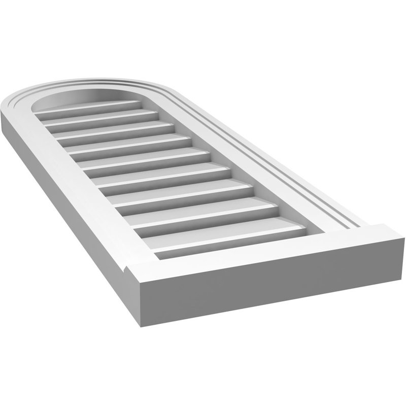 Round Top Surface Mount Signature Urethane Functional Gable Vent, Primed Tan, 32" H x 12" W x 2" D