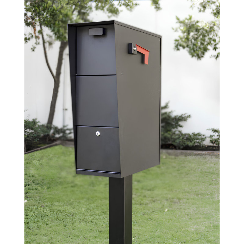 Vacation Mailbox with 4" Square Post - Black