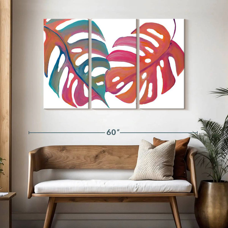 Harnek, feuilles de palmier colorées III, H 32 po x l 50 po
