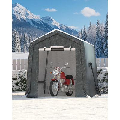 6x6FT Outdoor Portable Storage Shed with Roll-Up Door & Vent, 240G Heavy-Duty Shelter Waterproof PE Tarp, UV-Resistant Storage Sheds for Motorcycle, Firewood, Garden and Tools