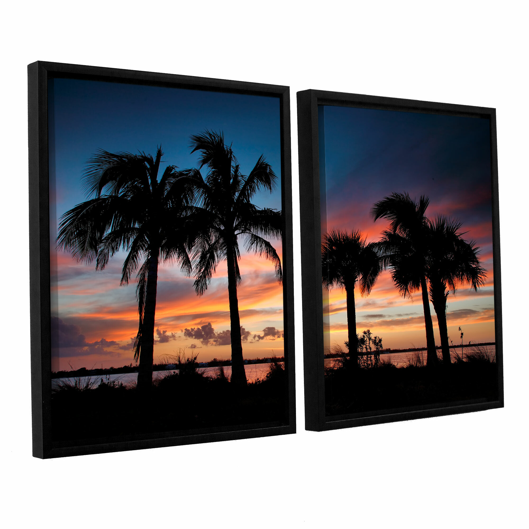 Art Wall Sunset Bay III by Steve Ainsworth 4 Piece Floater Framed Photographic Print on Canvas Set