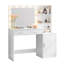 Meuble-lavabo blanc avec miroir et lumières, coiffeuse de 46,4 po, 2 grands tiroirs et rangement vertical, commode à 3 niveaux, 3 modes d'éclairage, luminosité réglable par niveau-2060436465