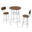 Ensemble de tables de bar rondes 3 pièces avec 2 tabourets, dossiers et tablette en brun et blanc éclatant, design compact de 23,6 pouces
