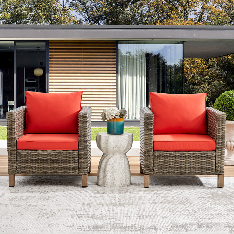 Chaises de patio pour l'extérieur avec coussins, Orange