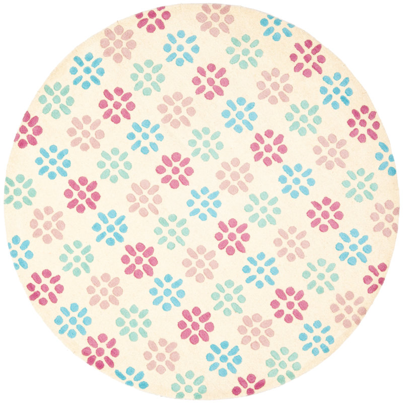 Candelo Hand Tufted Wool Floral Rug, Round 6'
