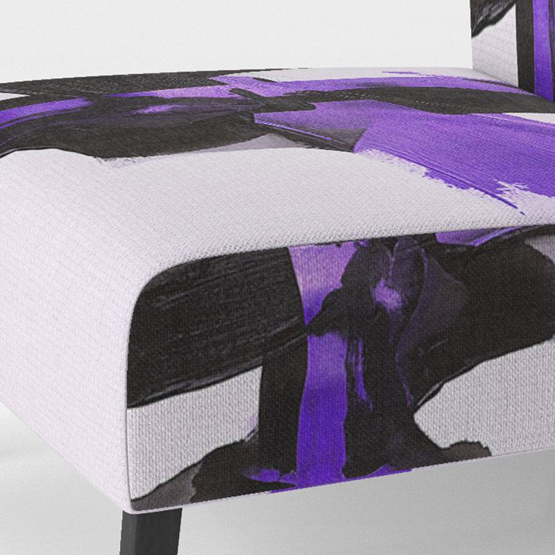 Fauteuil de chambre rembourré Geometric IV, Mauve / noir / blanc