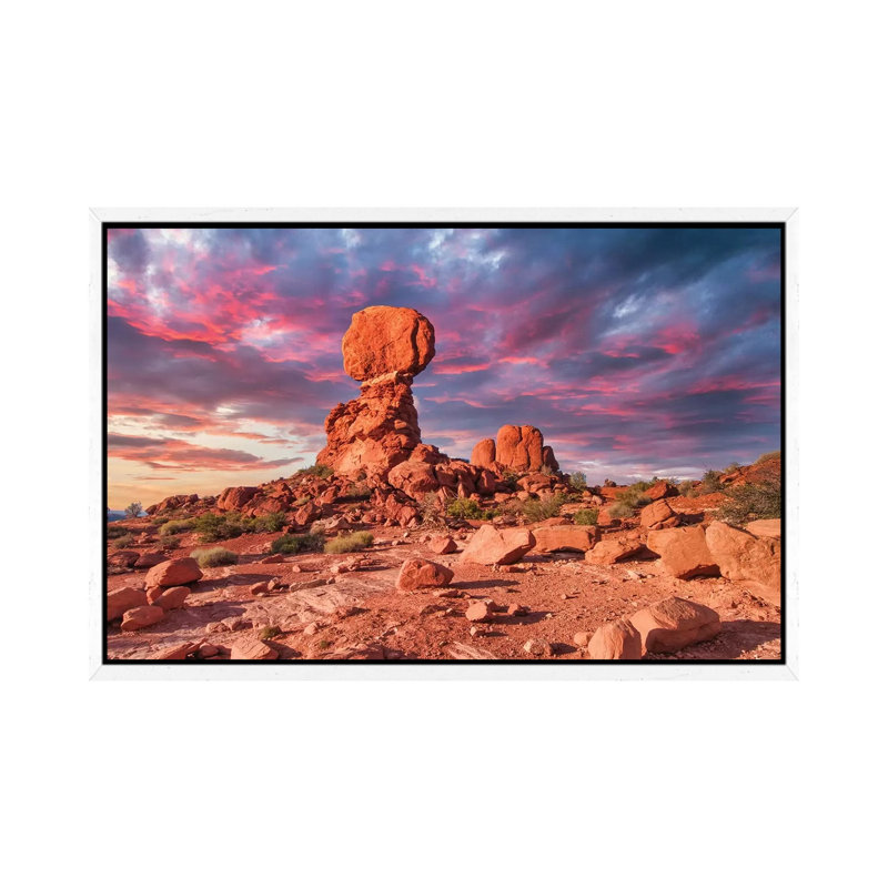 Balanced Rock by Mark Paulda - Print on Canvas, 45.72cm H x 66.04cm W x 3.81cm D, White Floater Framed