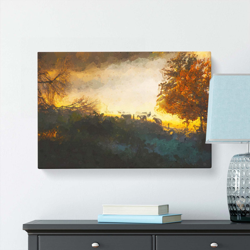 Sheep In Sweden In Abstract - Wrapped Canvas, 50cm H x 76cm W x 3cm D