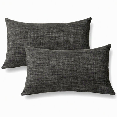Bamboo Texture Linen Euro Throw Pillow Sham Set - Dark Grey Sofa Cushion Cover - Home Decoration - Pack of 2
