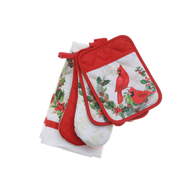 Ensemble de cuisine 5 pièces (Cardinals perchés sur une couronne)