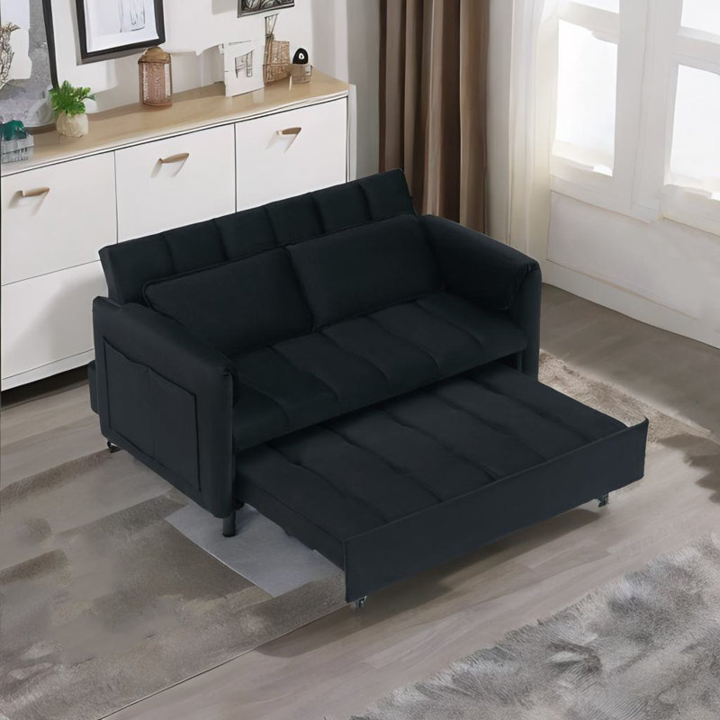 Causeuse moderne en velours, Noir, noir, noir, noir