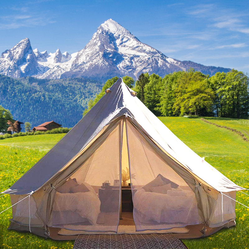 VEVOR 4M Double Door Large Cotton Canvas Bell Tent Glamping Yurt Camping Tent