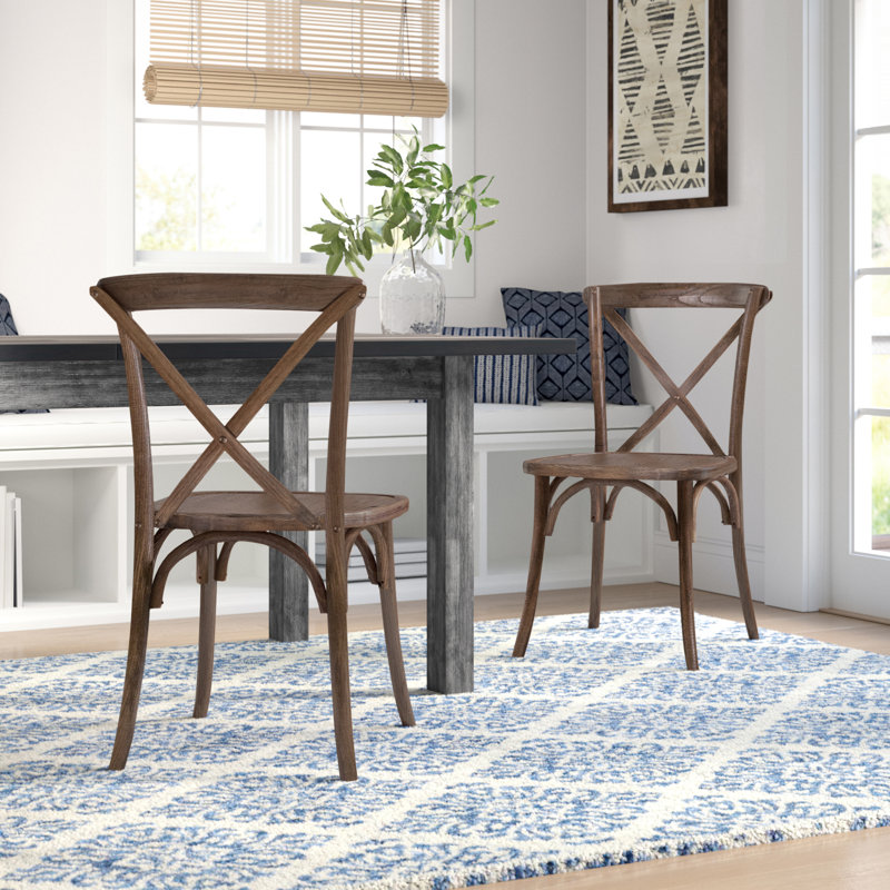 Norma Stackable Wood Cross Back Dining Chair, Brown