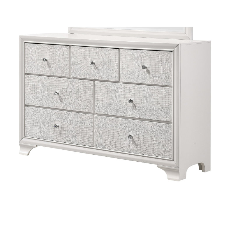 Ensemble de meubles de chambre à coucher en bois à motif de crocodile embossé à 7 tiroirs 1 pièce