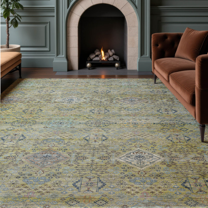 Tapis traditionnel de qualité supérieure lavable à la machine Tirico ATI21, Aloès, 3' x 5'