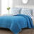 Enzyme White/Blue 100% Cotton Reversible Quilt Set-970681453