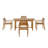 5-Piece Outdoor Acacia Wood Outdoor Dining Set Of 4,59.06-Inch Rectangular Table With Umbrella Hole-1203240310