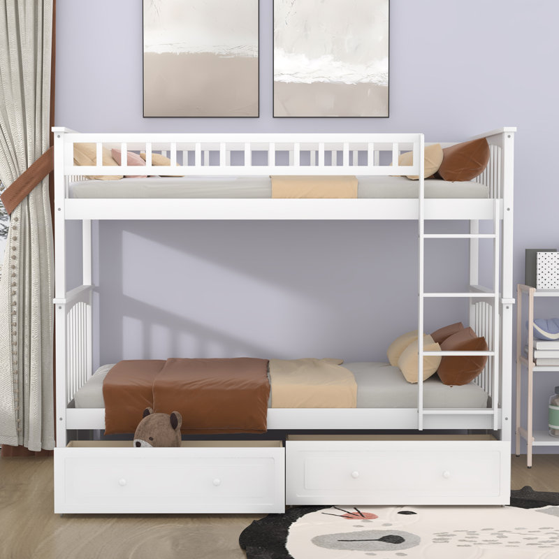 Gilba Kids Twin Over Twin Bunk Bed, White