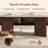 51.18'' Oval Travertine-Look Coffee Table with Walnut Legs, Wabi-Sabi Modern Accent Table for Living Room
