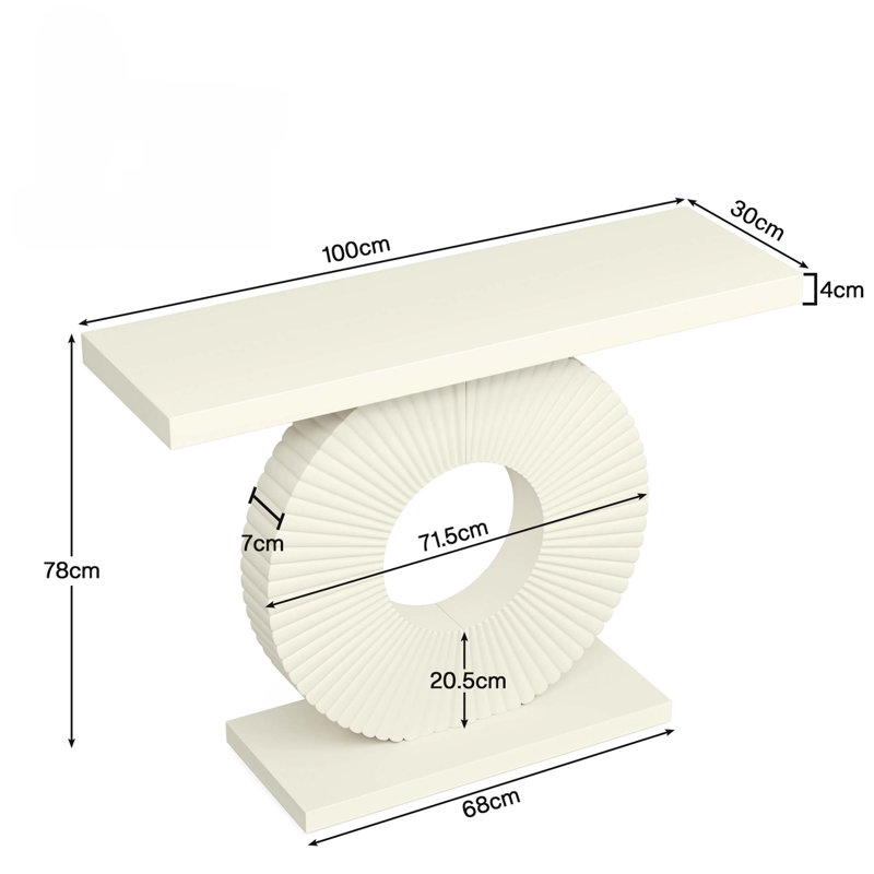 Console moderne de 40 pouces avec base géométrique sculpturale - pour les entrées, les couloirs et les salons, Blanc