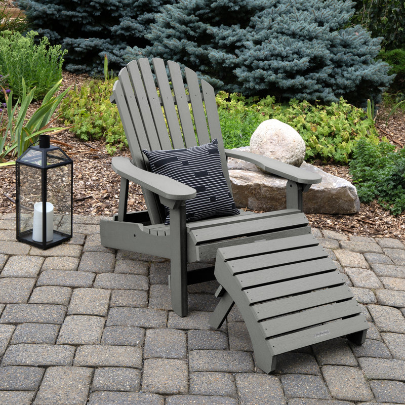 Anette Outdoor Adirondack Chair With Ottoman, Coastal Teak