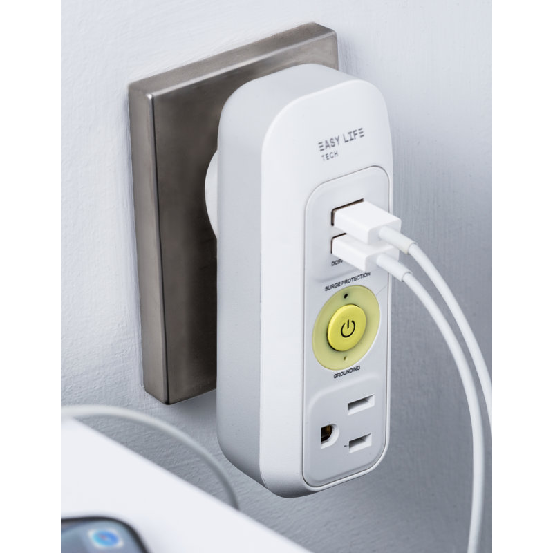 1-Outlet 2-USB Wall Power Strip Surge  Protector